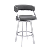 Dione - Swivel Faux Leather And Brushed Stainless Steel Bar Stool