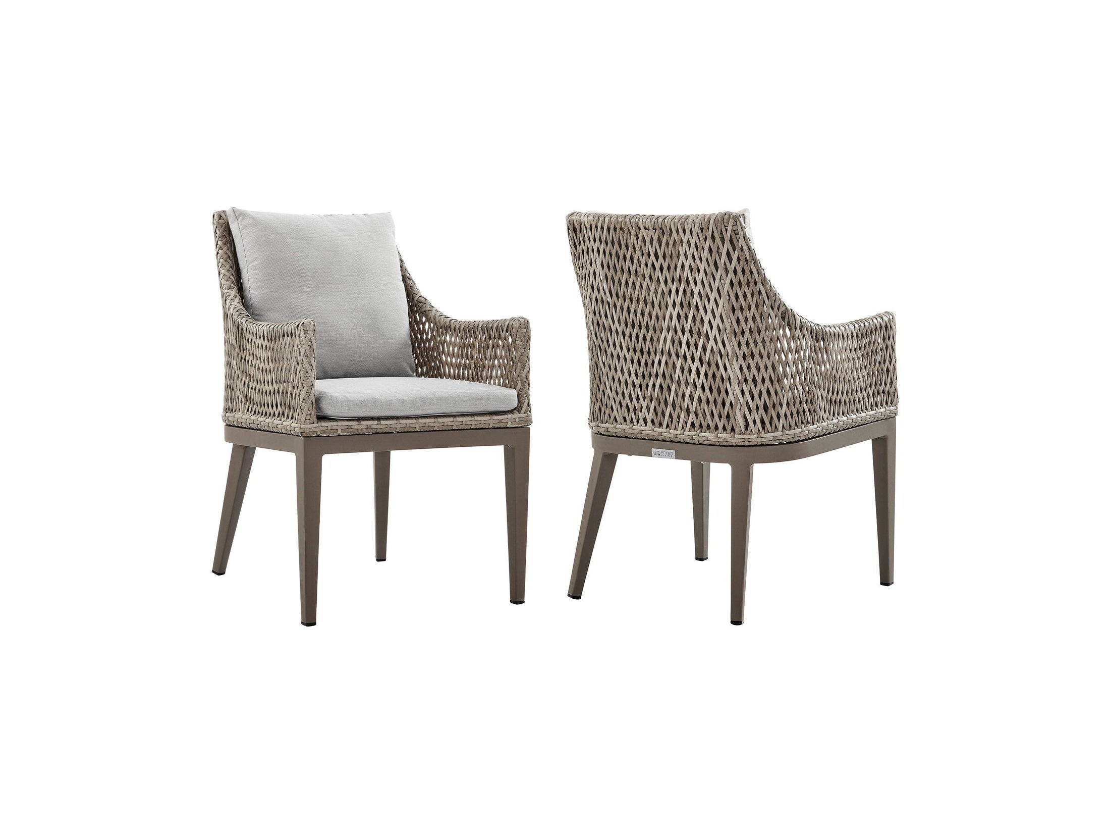 Silvana - Outdoor Wicker And Aluminum Dining Chair With Cushions (Set of 2) - Gray / Beige