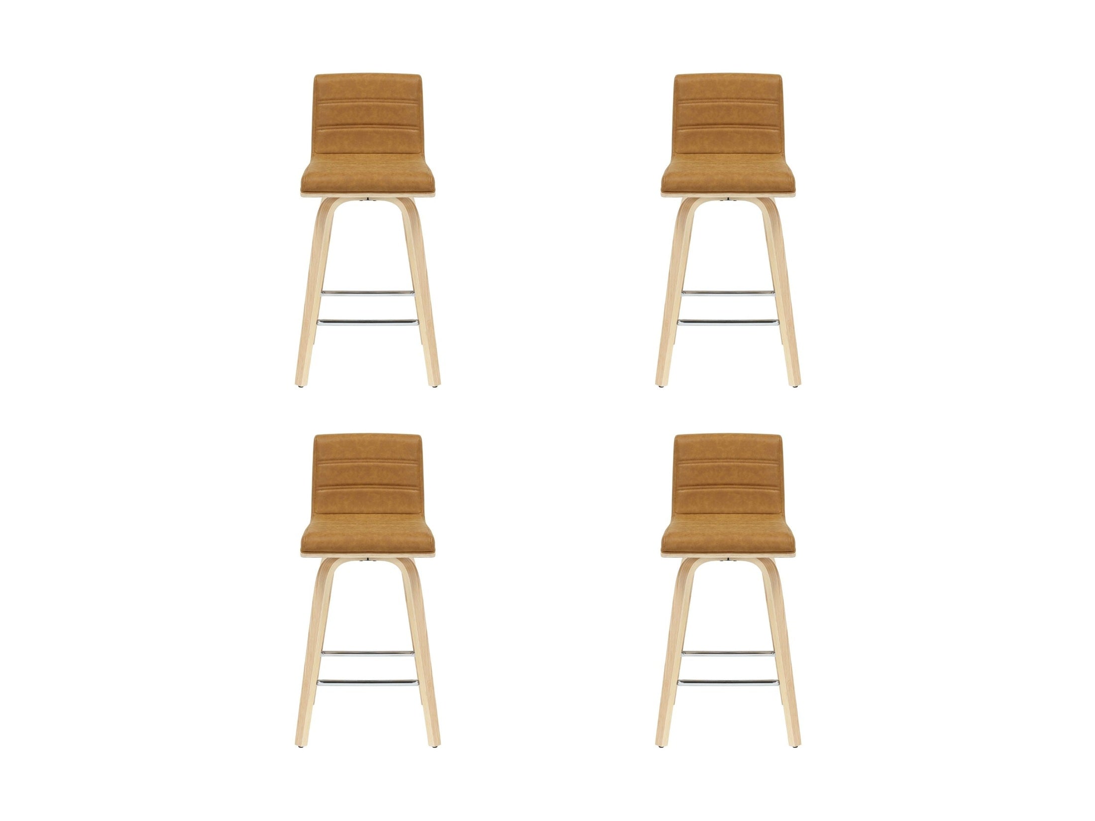 Vienna - 35.5" Swivel Counter Height Square Back Wood Bar Stool With Faux Leather Seat