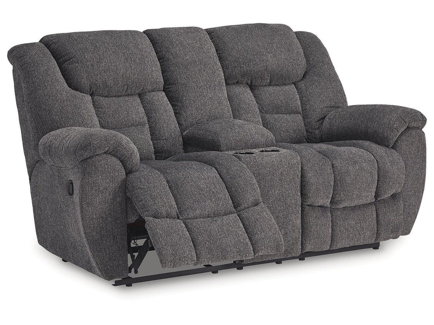 Foreside - Dbl Reclining Loveseat with Console - Charcoal