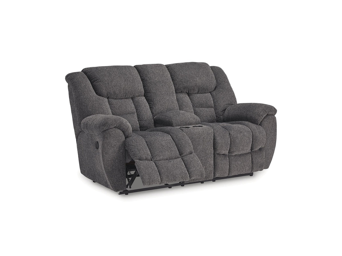 Foreside - Dbl Reclining Loveseat with Console - Charcoal