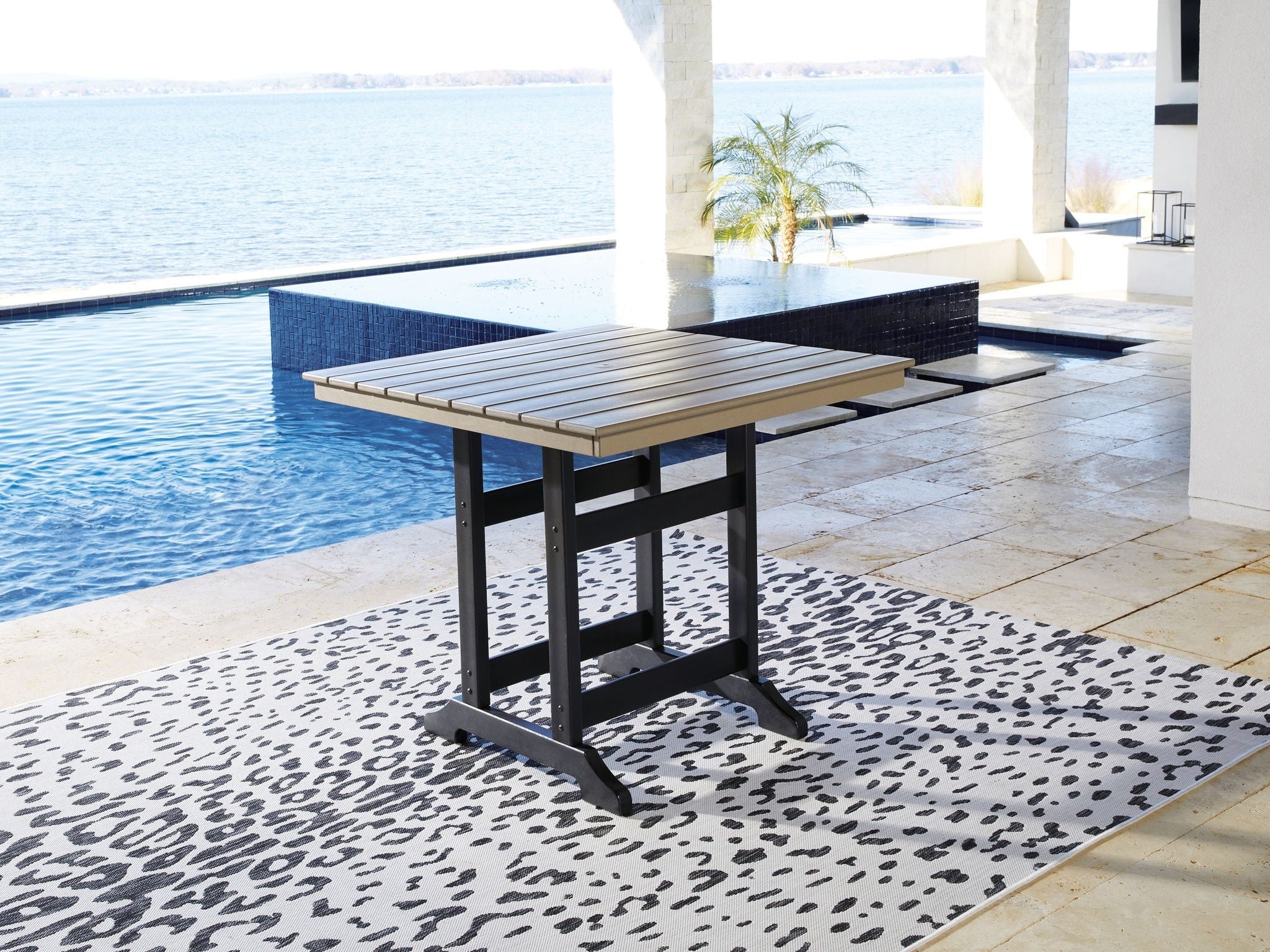 Fairen Trail - Square Counter TBL w/Umb OPT - Black / Driftwood