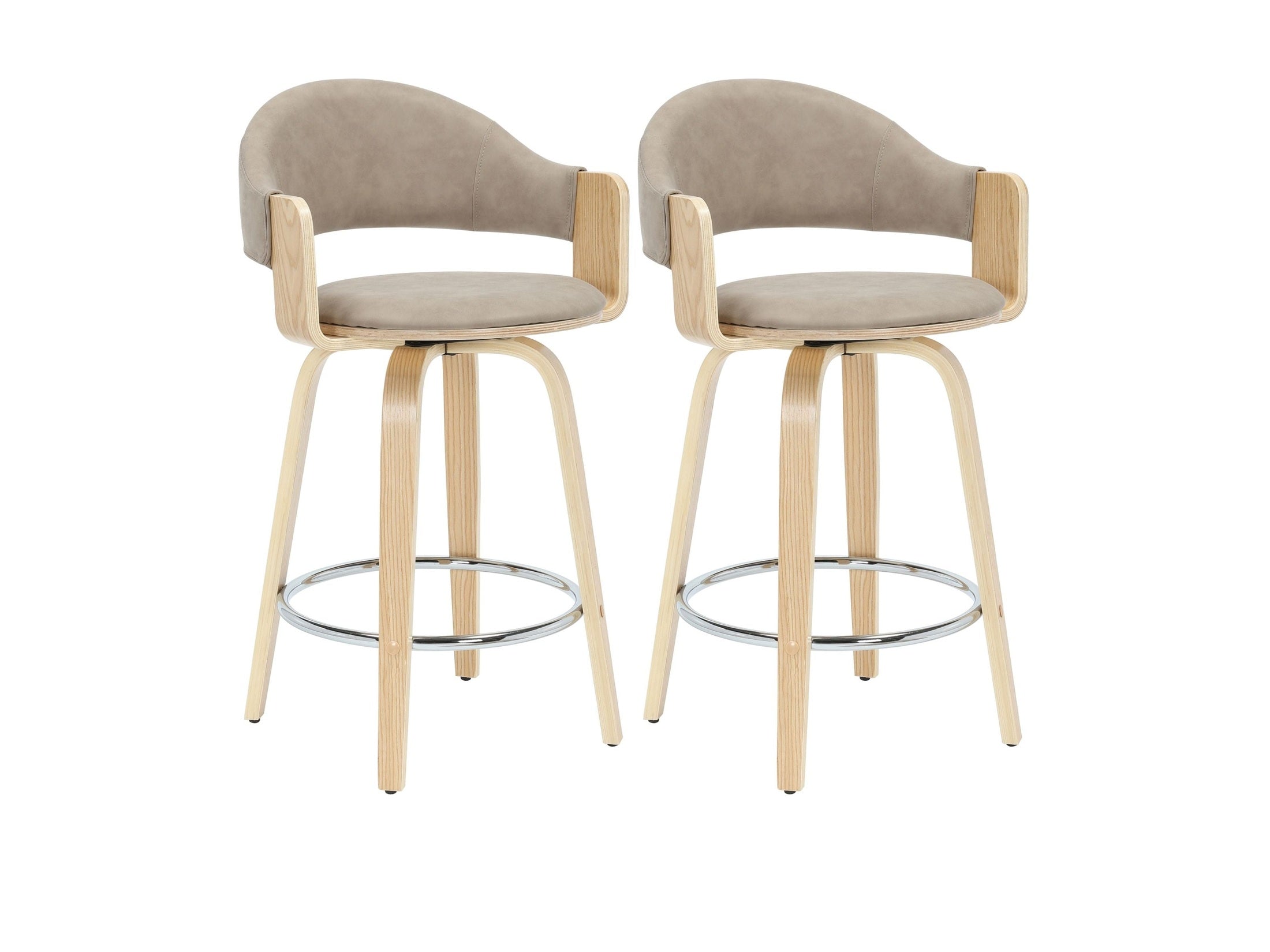 Daxton - Swivel Counter Height Round Back Wood Bar Stool With Faux Leather Seat