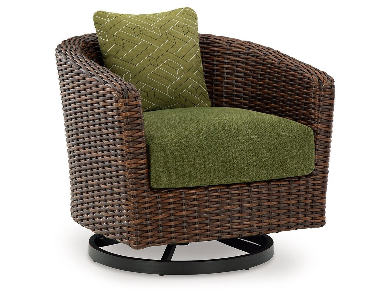 Horizon Hall - Swivel Lounge With Cushion - Brown / Green