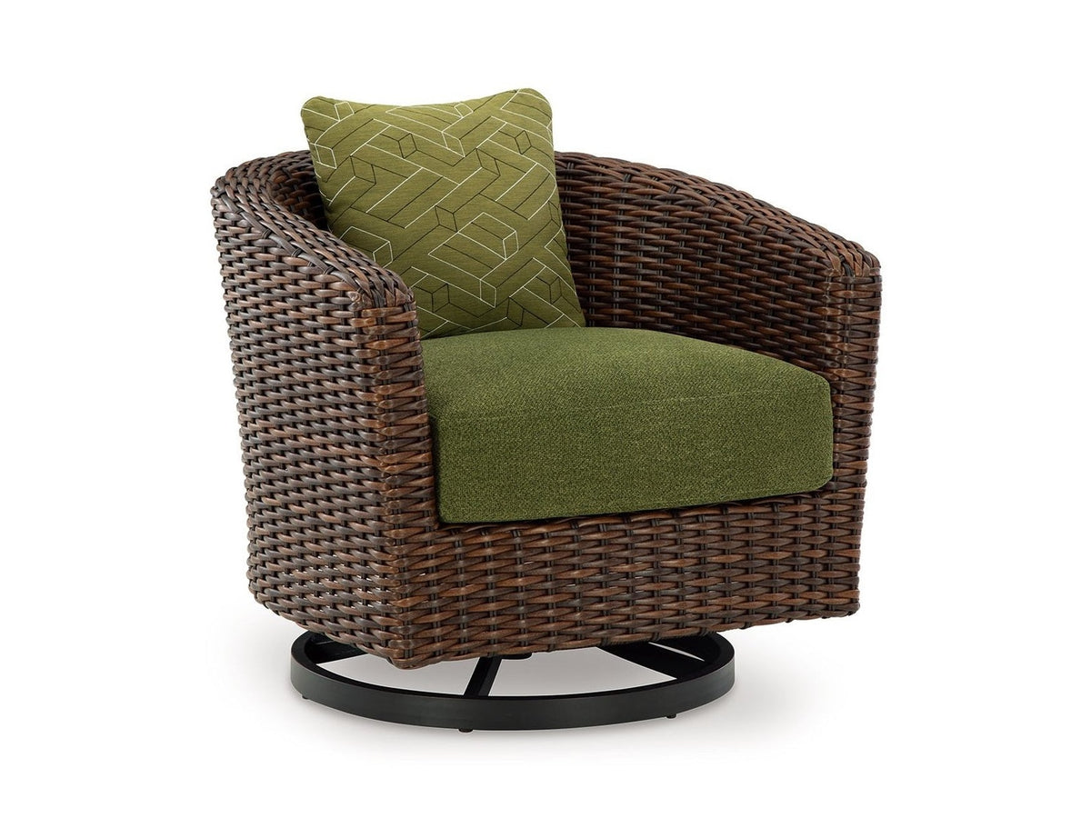 Horizon Hall - Swivel Lounge With Cushion - Brown / Green
