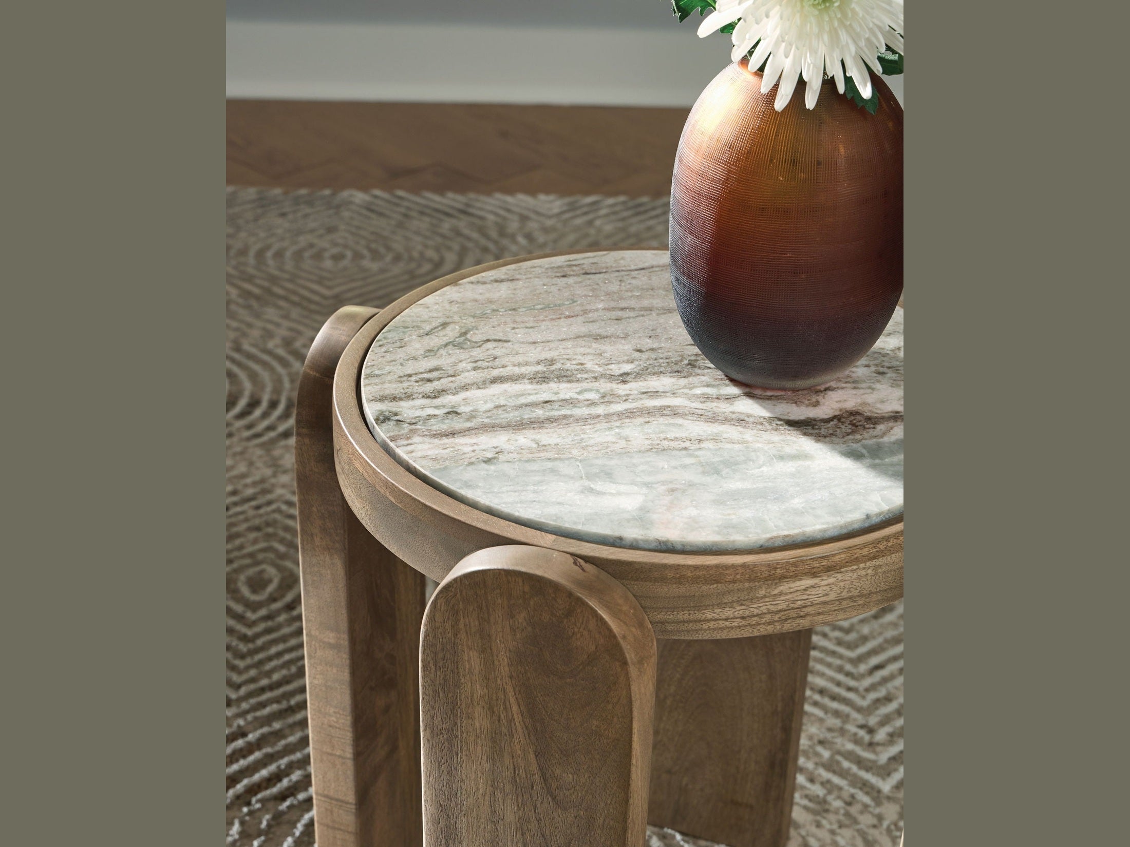 Gavrilley - Accent Table - Gray / White / Brown