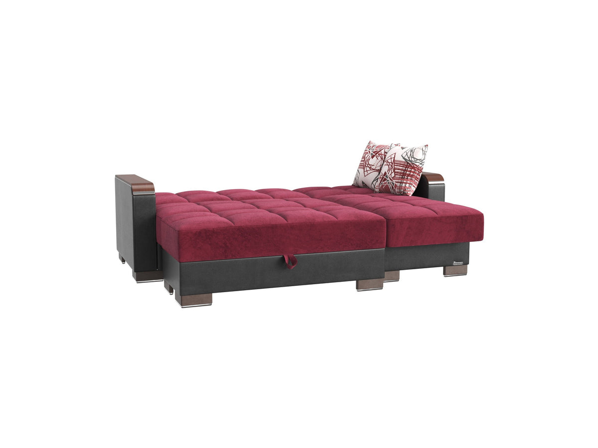 Ottomanson Armada X - Upholstered Convertible Wood Trimmed Chaise Lounge With Storage - Microfiber
