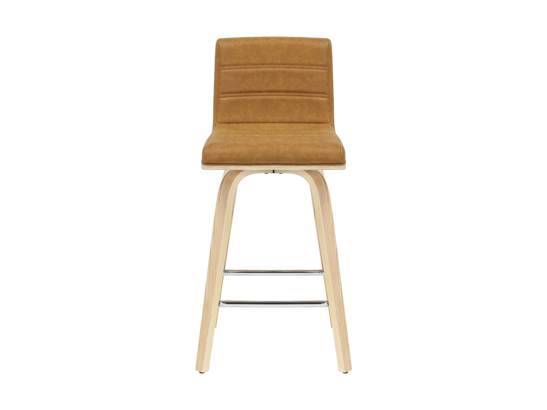 Vienna - 35.5" Swivel Counter Height Square Back Wood Bar Stool With Faux Leather Seat
