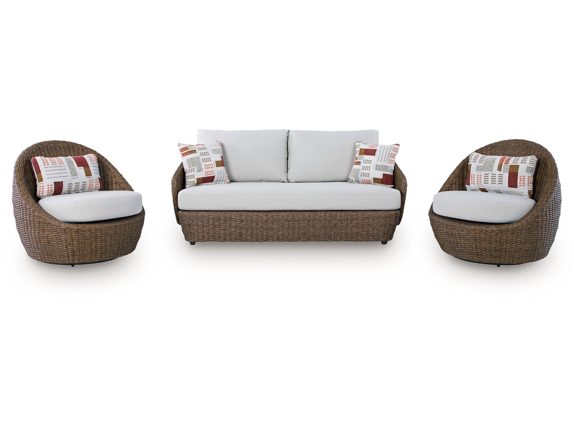Cardiff Beach - Loveseat, Swivel Chairs Set (Set of 3) - Beige