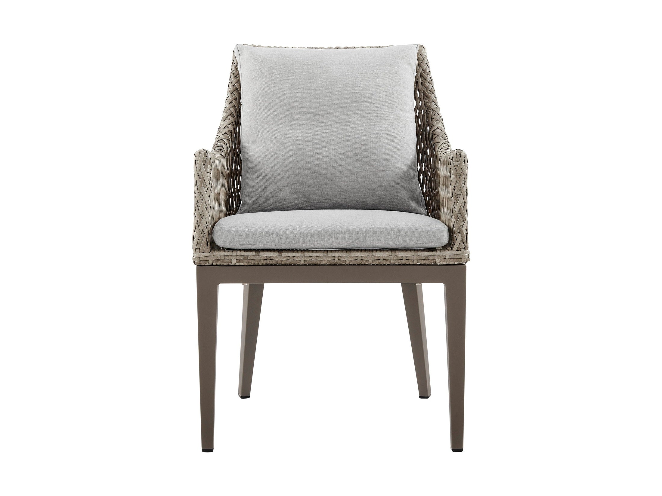 Grenada - Outdoor Wicker And Aluminum Dining Chair With Cushions (Set of 2) - Beige / Gray