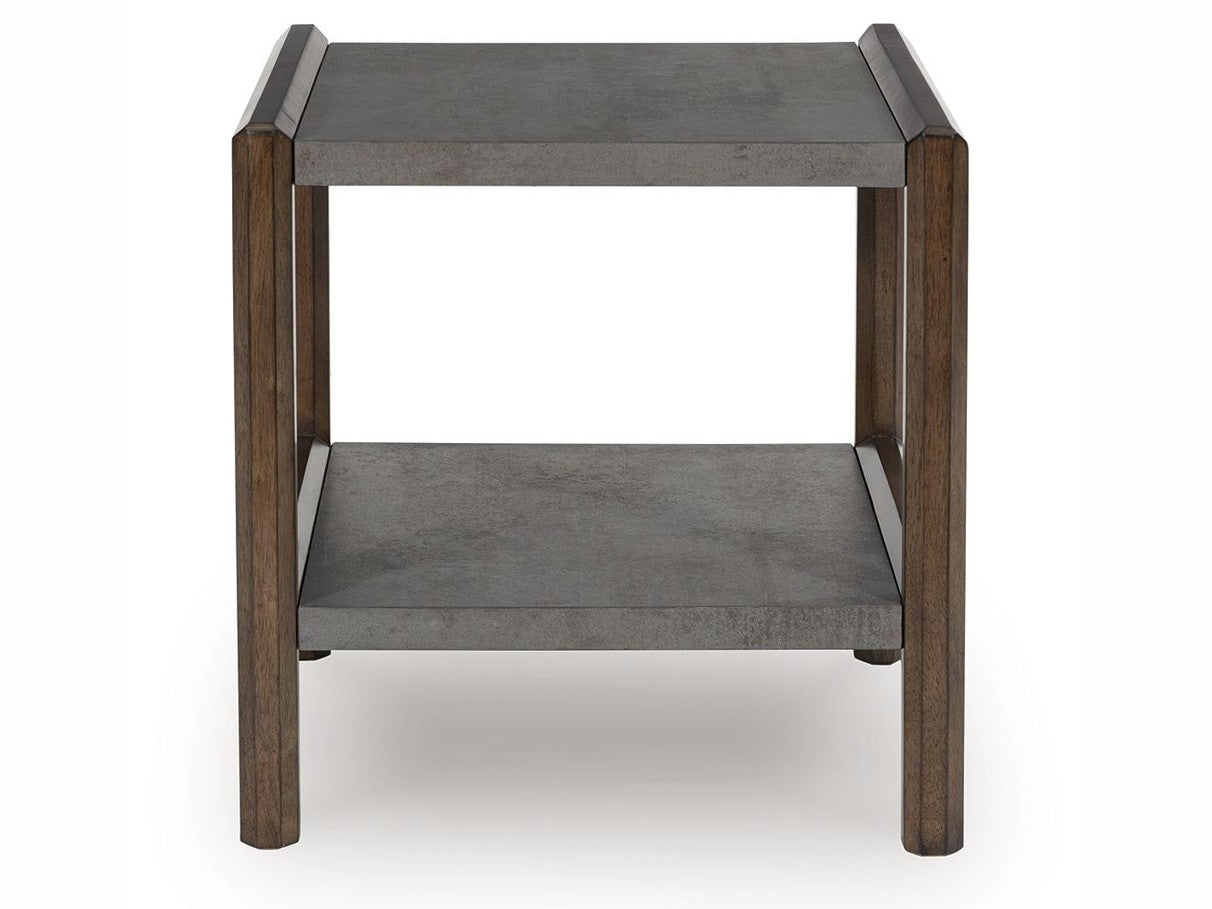 Kallenny - Rectangular End Table - Brown / Gray