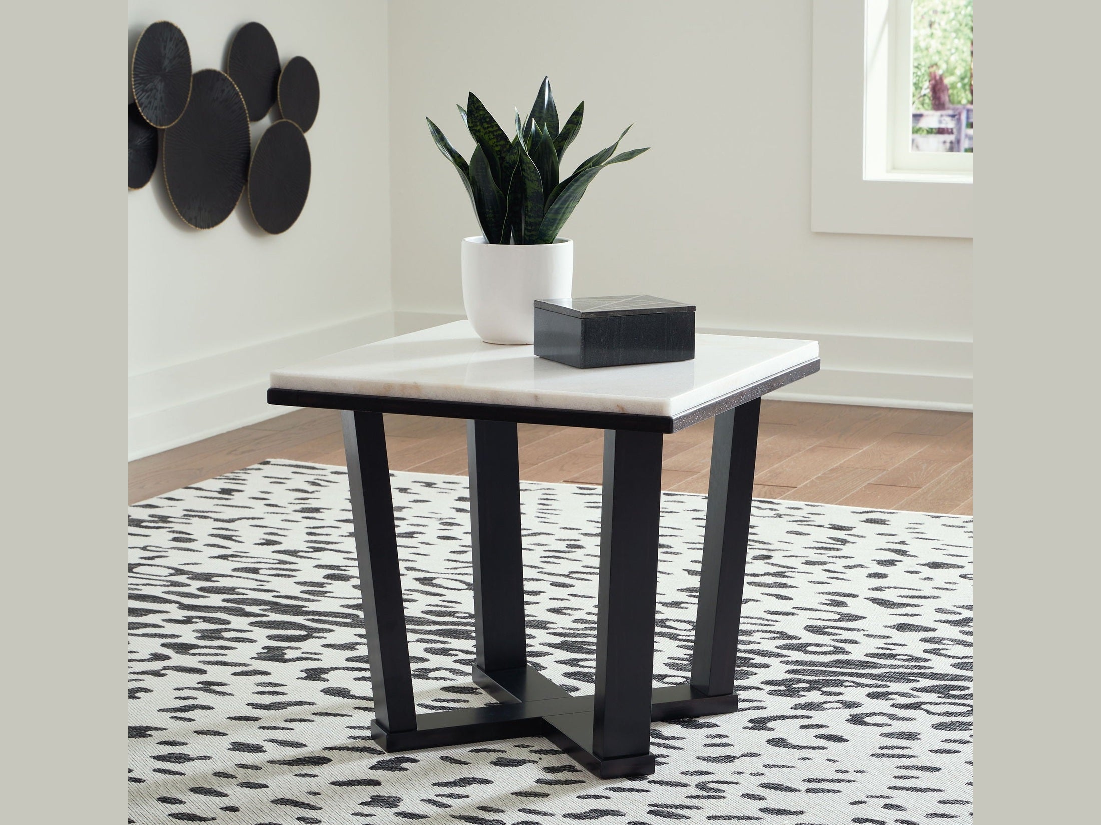 Fostead - Square End Table - White / Espresso