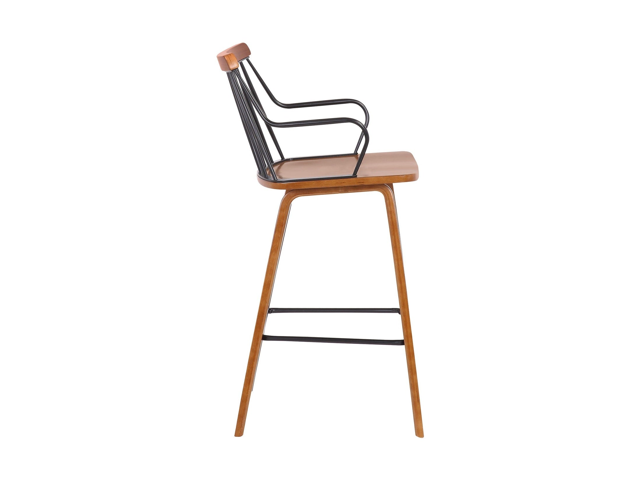 Micah - 26" Modern Counter Height Bar Stool - Walnut / Metal