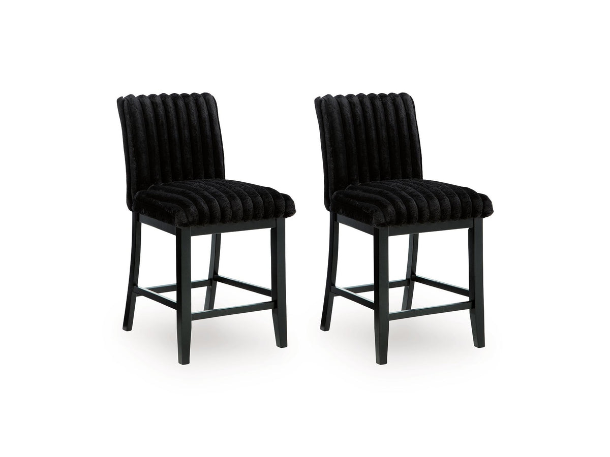 Mervannie - Upholstered Barstool (Set of 2) - Black
