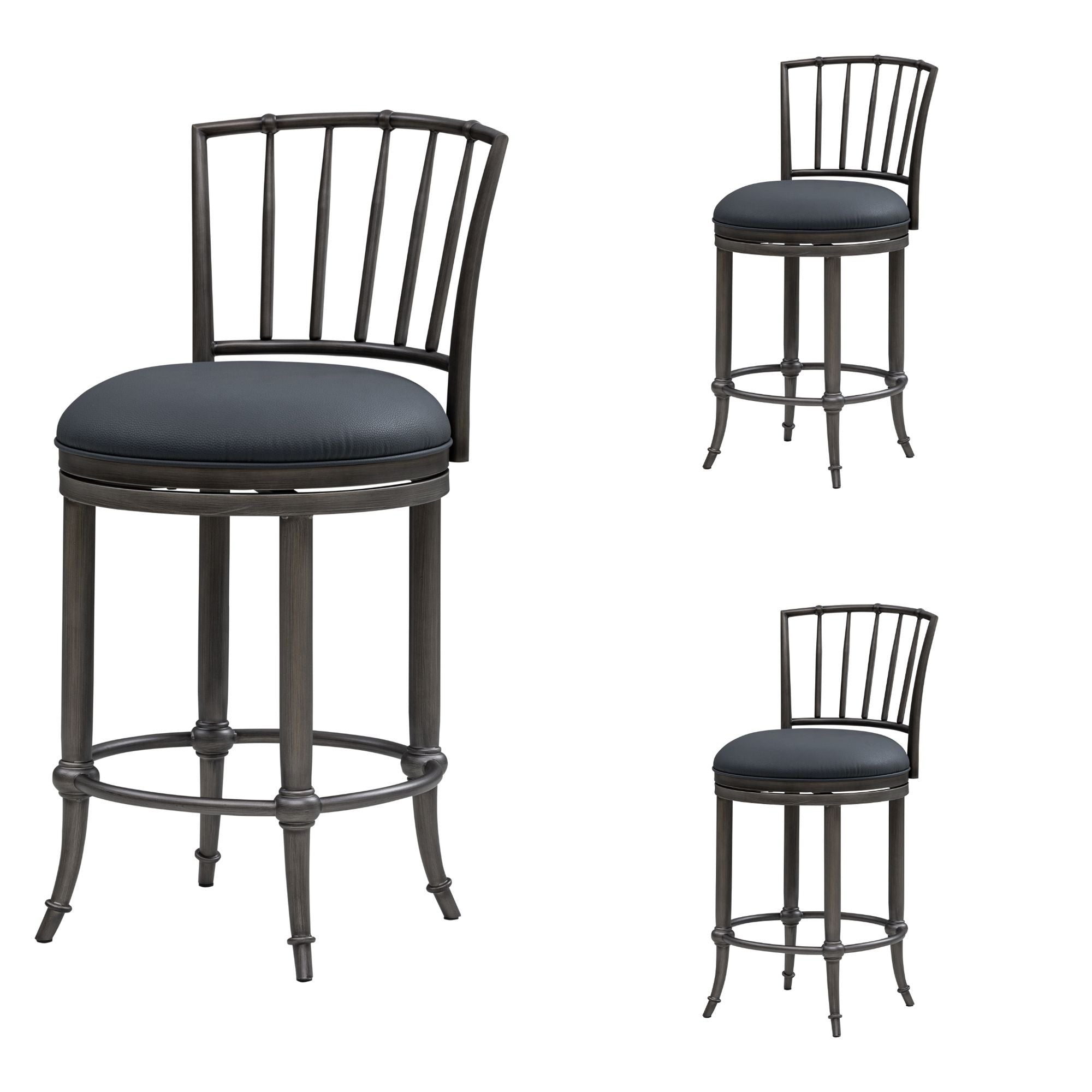 Vince - Commercial Grade Steel Frame Faux Leather Upholstered Swivel Counter Height Barstool