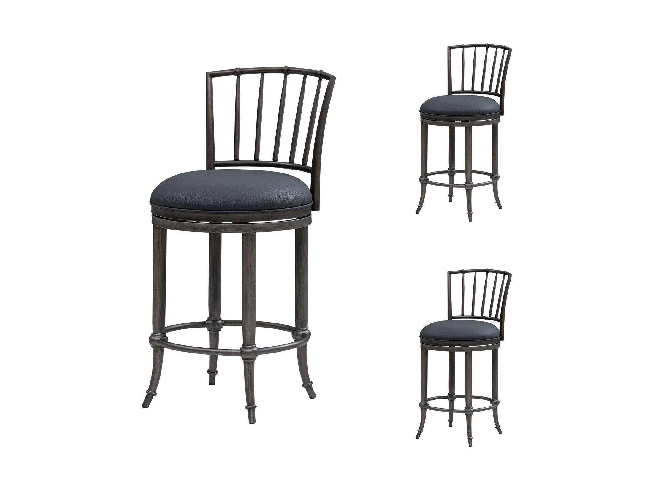 Vince - Commercial Grade Steel Frame Faux Leather Upholstered Swivel Counter Height Barstool