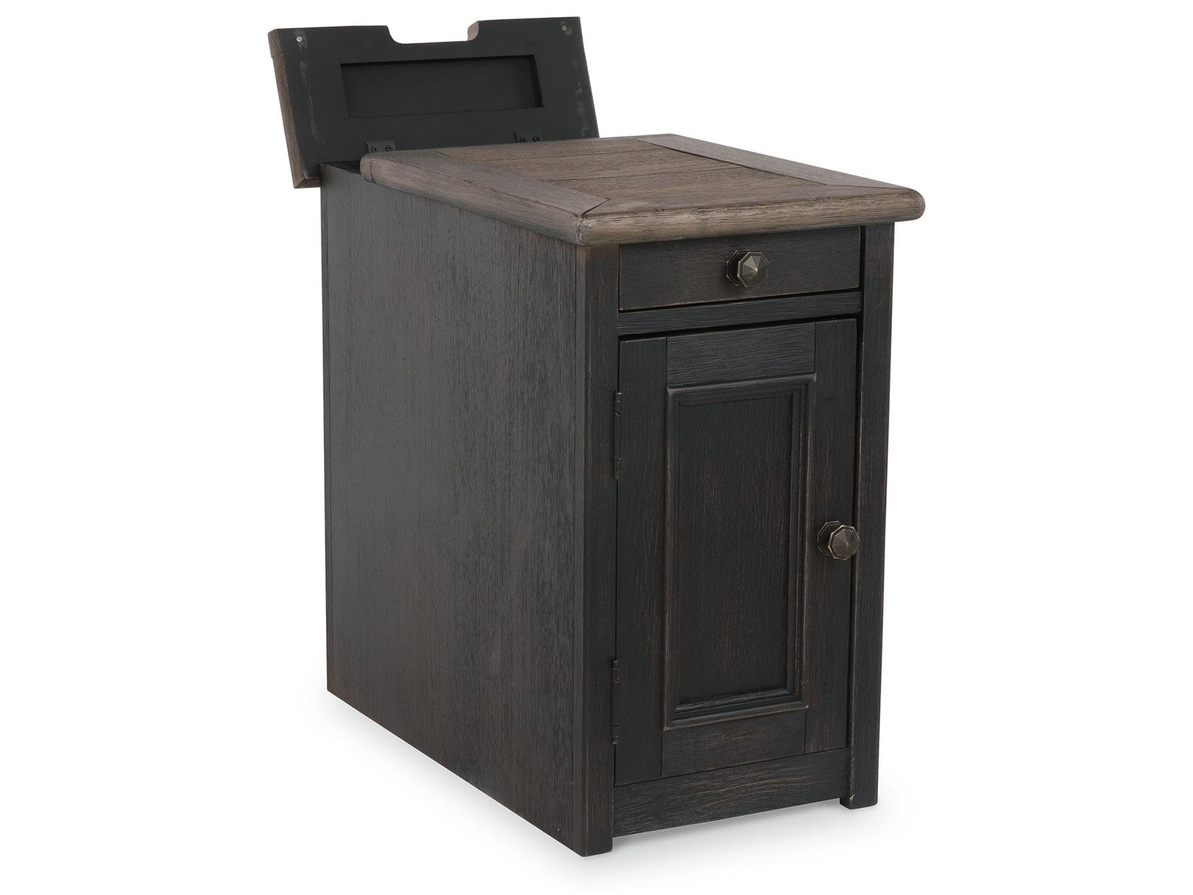 Tyler Creek - Chair Side End Table - Grayish Brown / Black