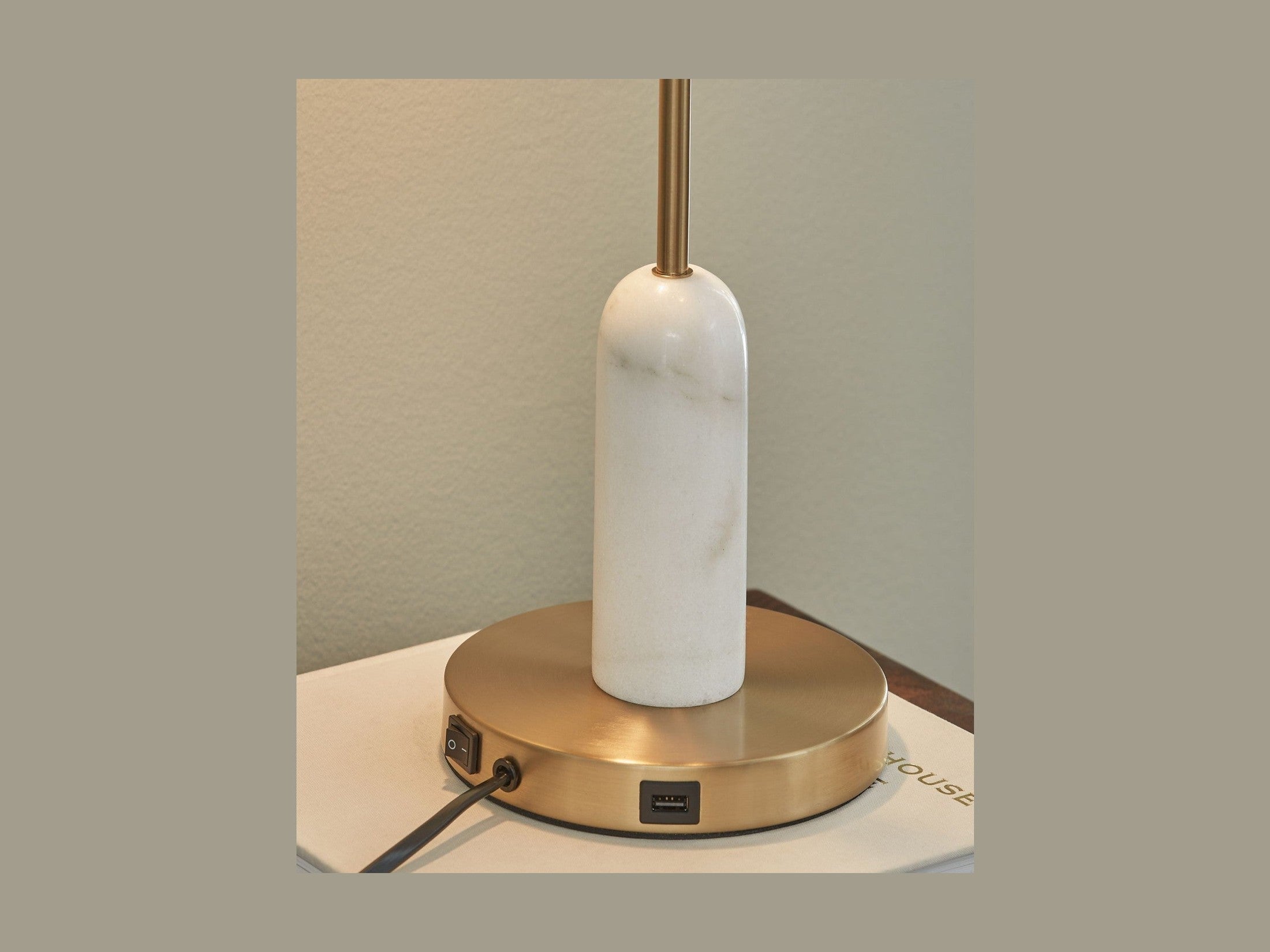 Rowleigh - Marble Desk Lamp - Gold Finish / White