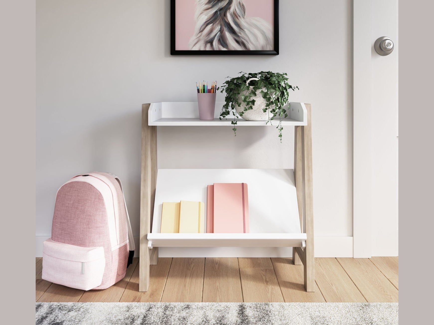 Blariden - Small Bookcase - White / Tan