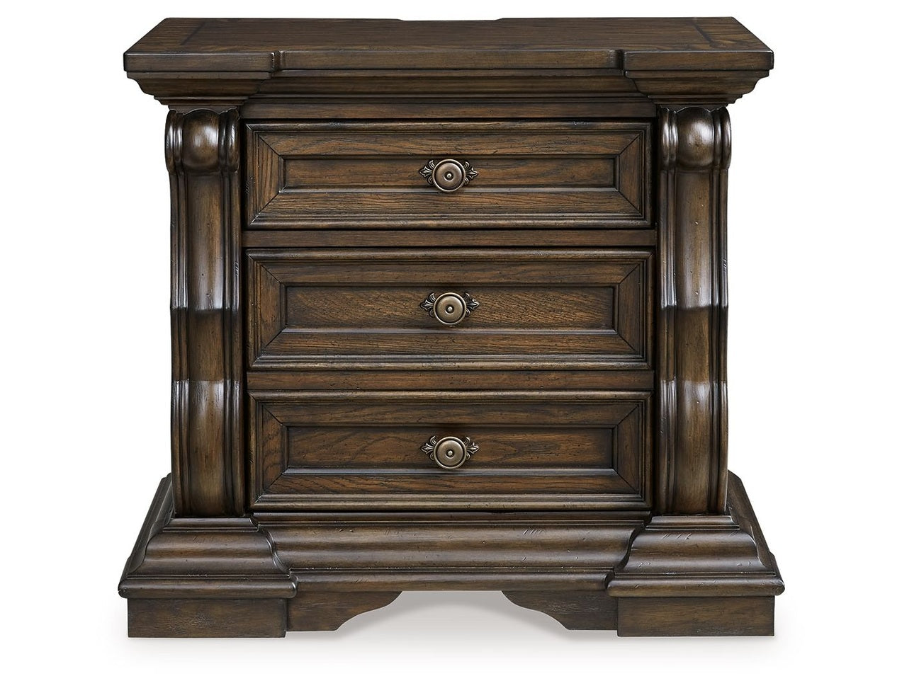 Maylee - Three Drawer Night Stand - Dark Brown
