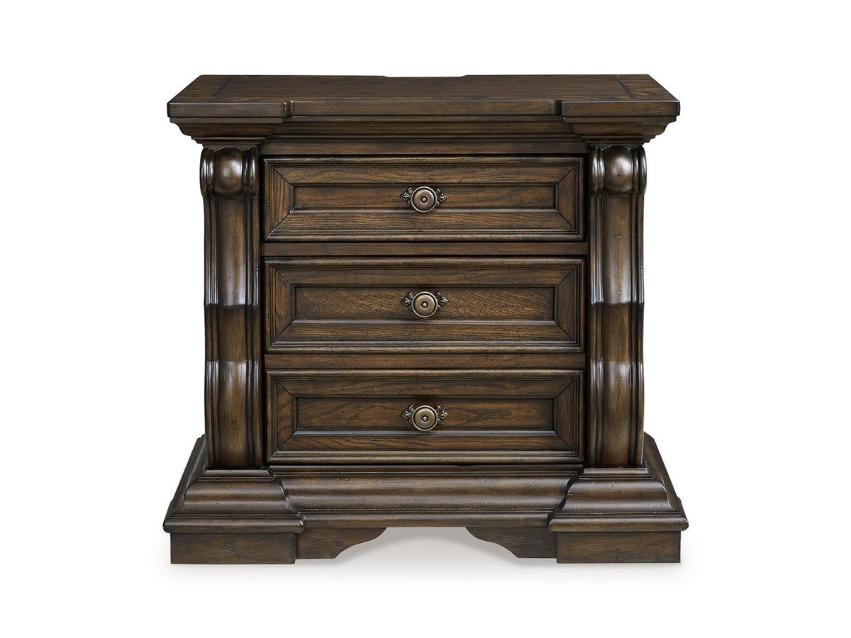 Maylee - Three Drawer Night Stand - Dark Brown