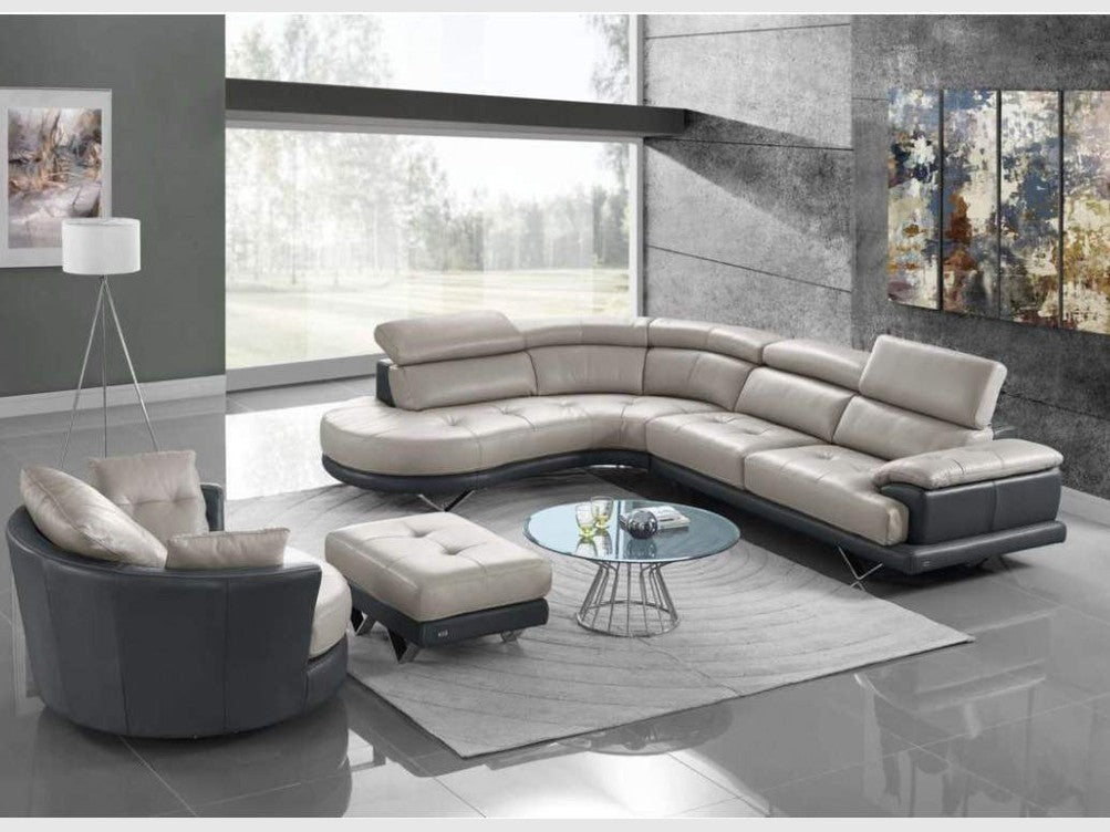 Cecile Sectional Sofa, Leather Upholstered