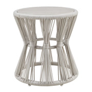 Breeze - Powder Coated Metal Round Outdoor Side Table With Sintered Stone Table Top - Cream