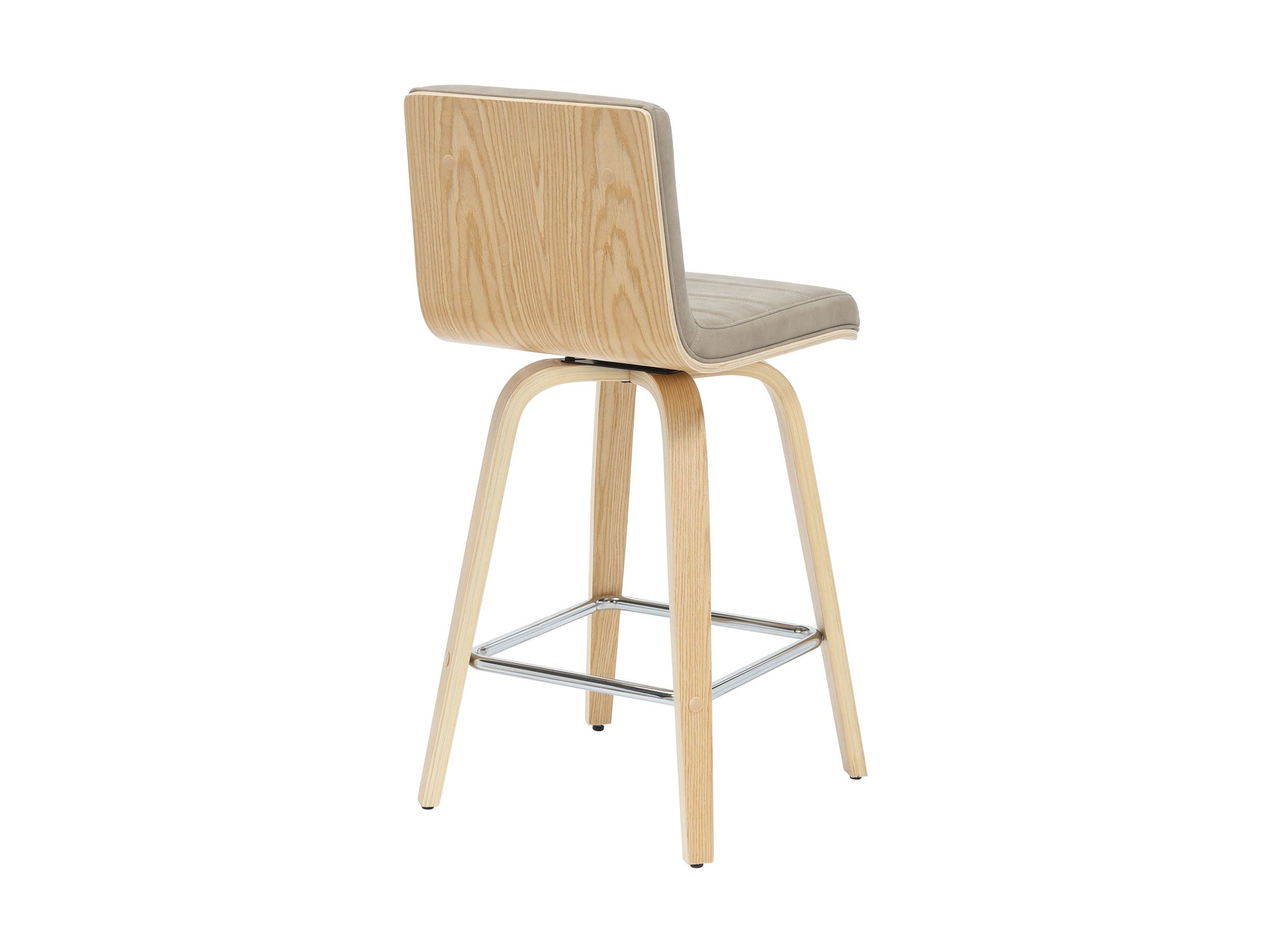 Vienna - 35.5" Swivel Counter Height Square Back Wood Bar Stool With Faux Leather Seat