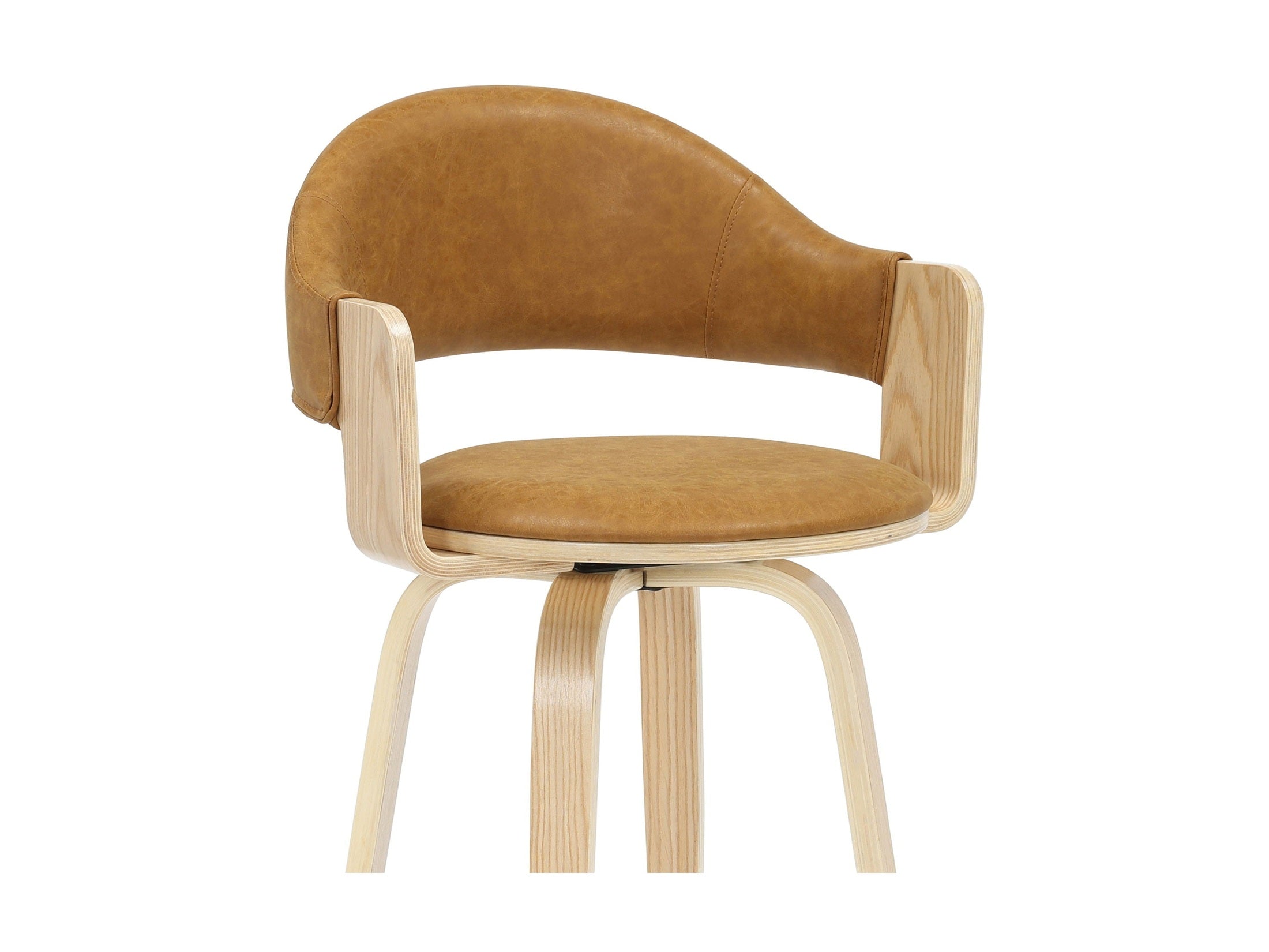 Daxton - Swivel Counter Height Round Back Wood Bar Stool With Faux Leather Seat