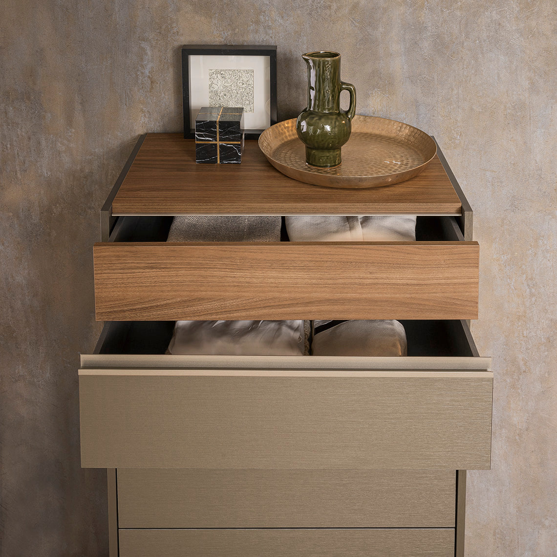 City Life Modern Bedroom Set with Fabric Upholstered Headboard