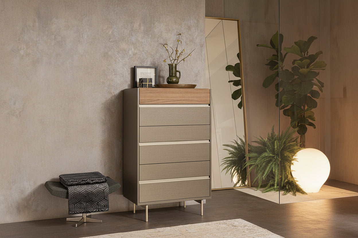 City Life Modern Bedroom Set with Wooden Headboard