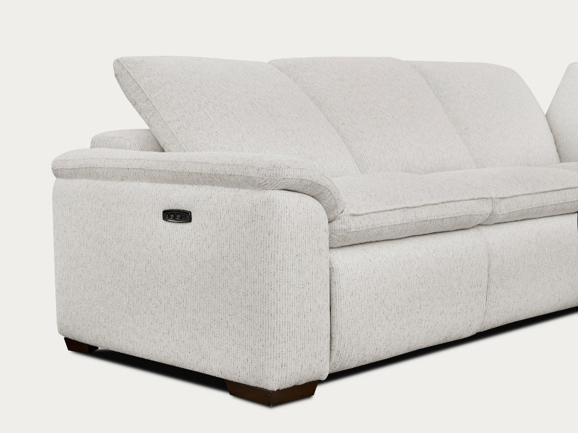 Cloudy 5-Piece Sectional with Two Recliners – Frost Fabric