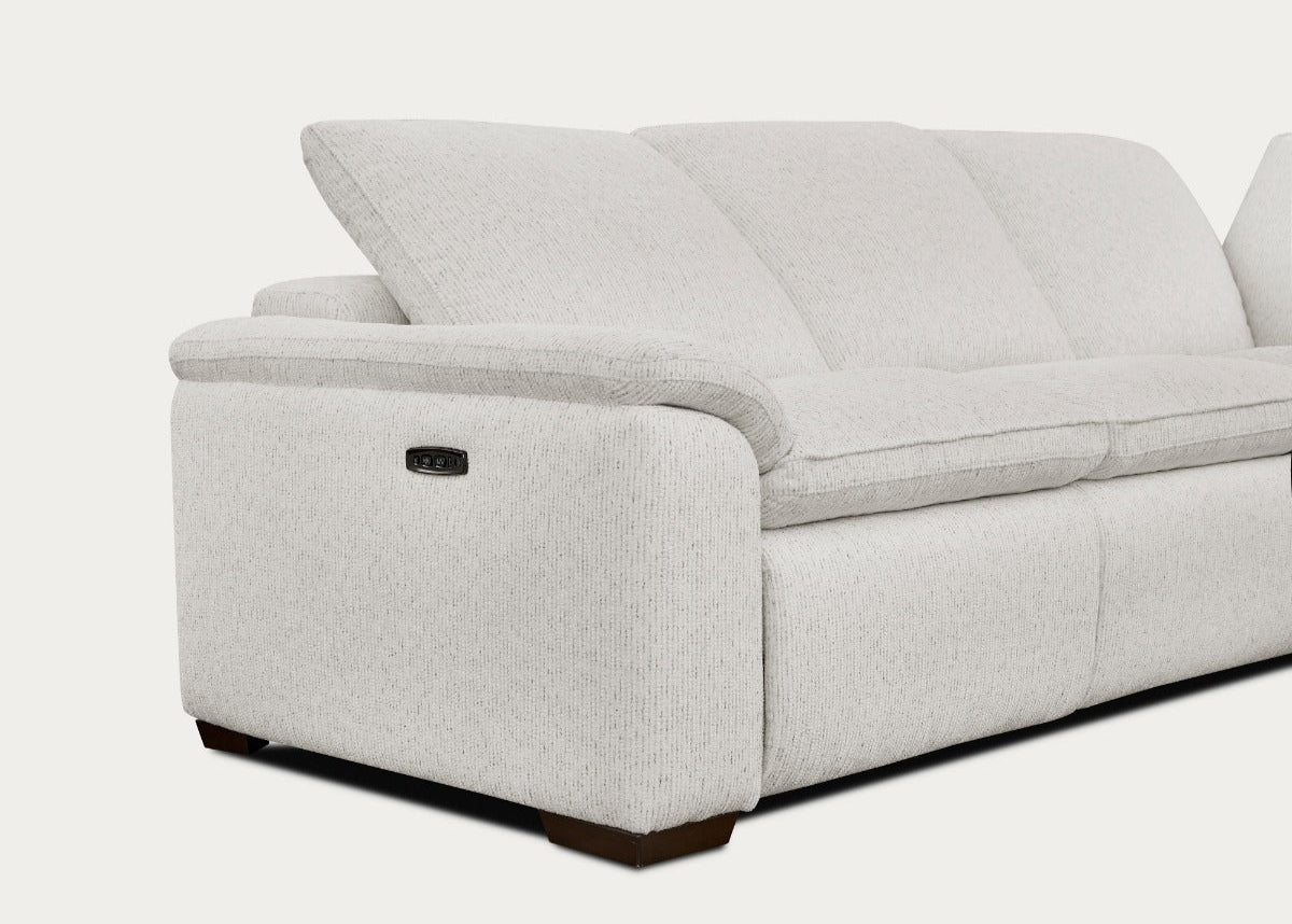 Cloudy 5-Piece Sectional with Two Recliners – Frost Fabric