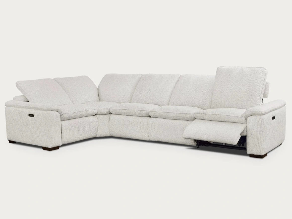Cloudy 5-Piece Sectional with Two Recliners – Frost Fabric