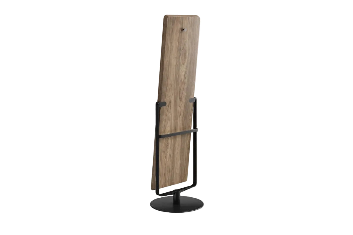 Wooden back panel of the Continuum swivel floor mirror.