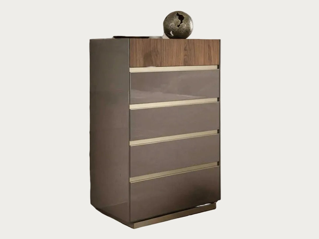 Corso Como modern chest of drawers with wooden top and glass panels on a white background.