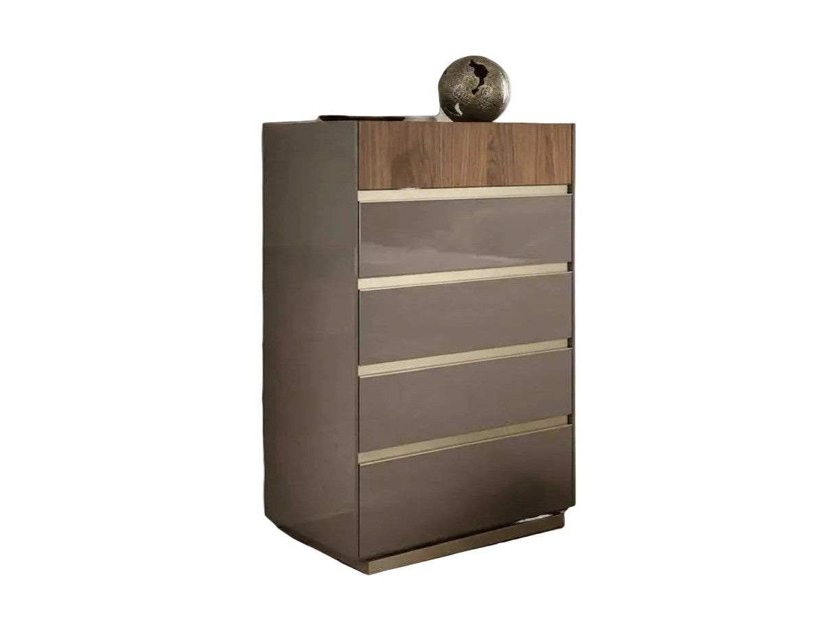 Corso Como modern chest of drawers with wooden top and glass panels on a white background.
