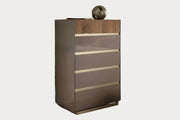 Corso Como modern chest of drawers with wooden top and glass panels on a white background.