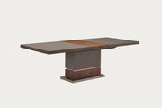 Corso Como dining table with a wooden top and base on a white background.