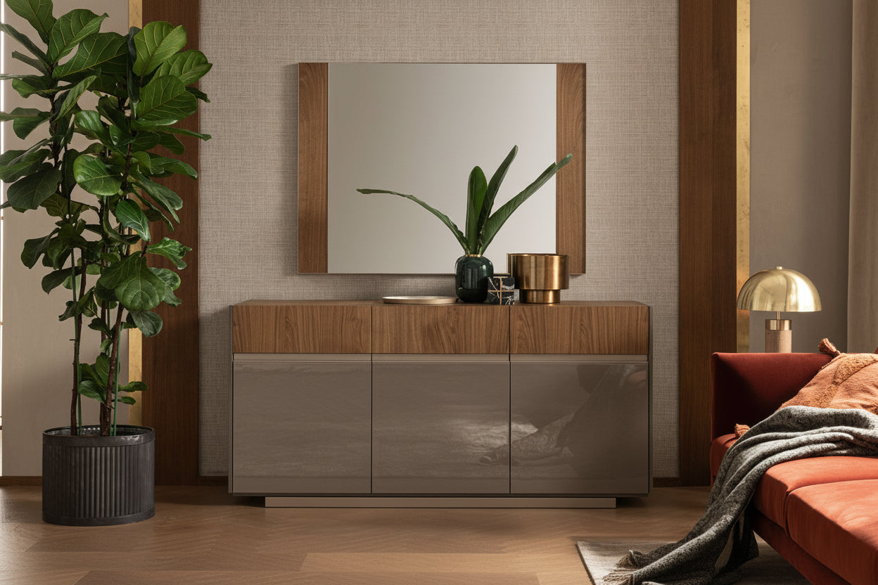 Corso Como modern 3-door sideboard in a room scene.