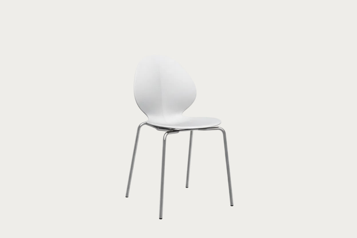 Calligaris CS-1359 white chair with a spherical seat on a white background