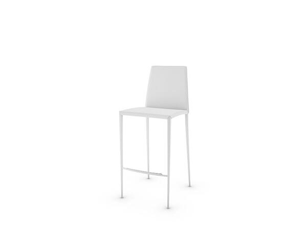 Calligaris Aida Stool Upholstered with Regenerated Leather, White