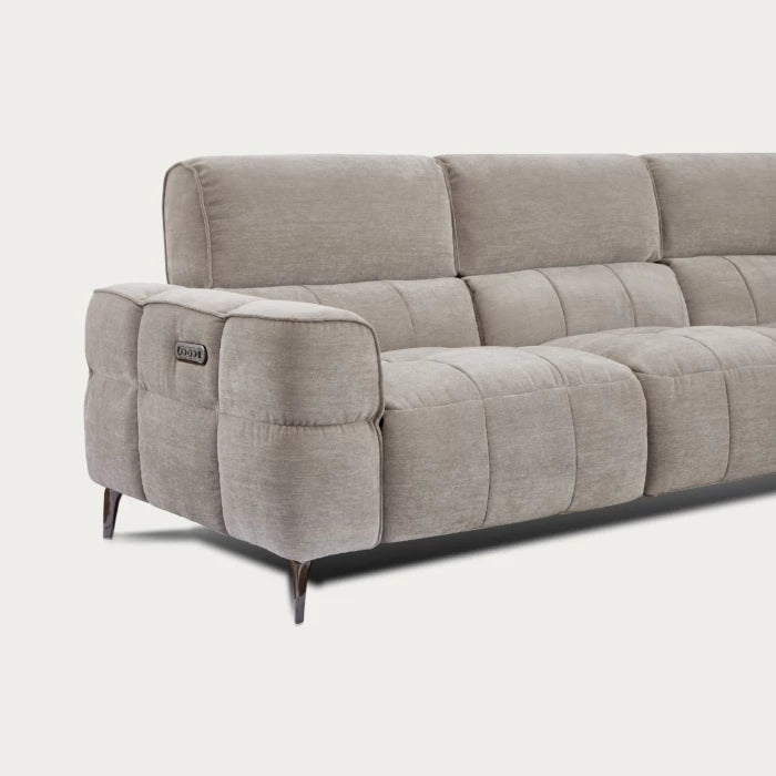 Cubo Sofa with Two Recliners , Grey Mist Fabric