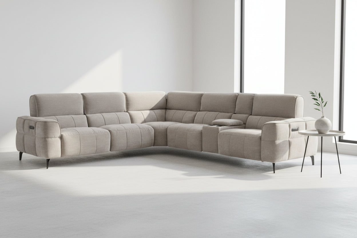 Cubo 5-Piece Fabric Sectional Sofa, Grey Mist