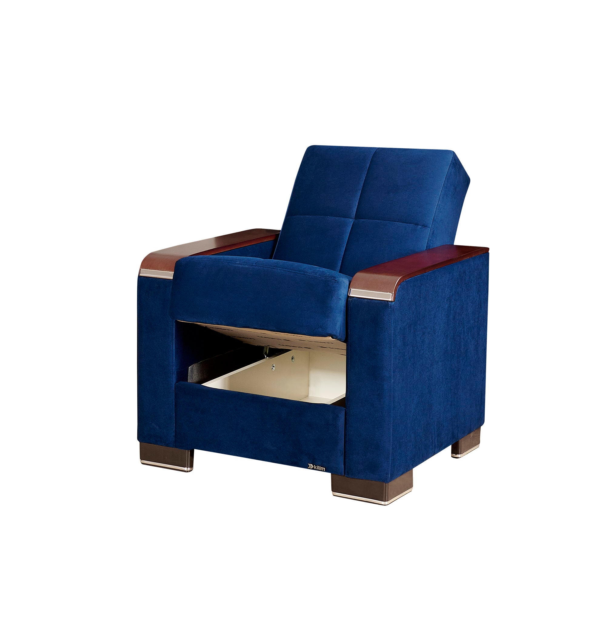 Ottomanson Armada X - Upholstered Convertible Wood Trimmed Armchair With Storage - Microfiber