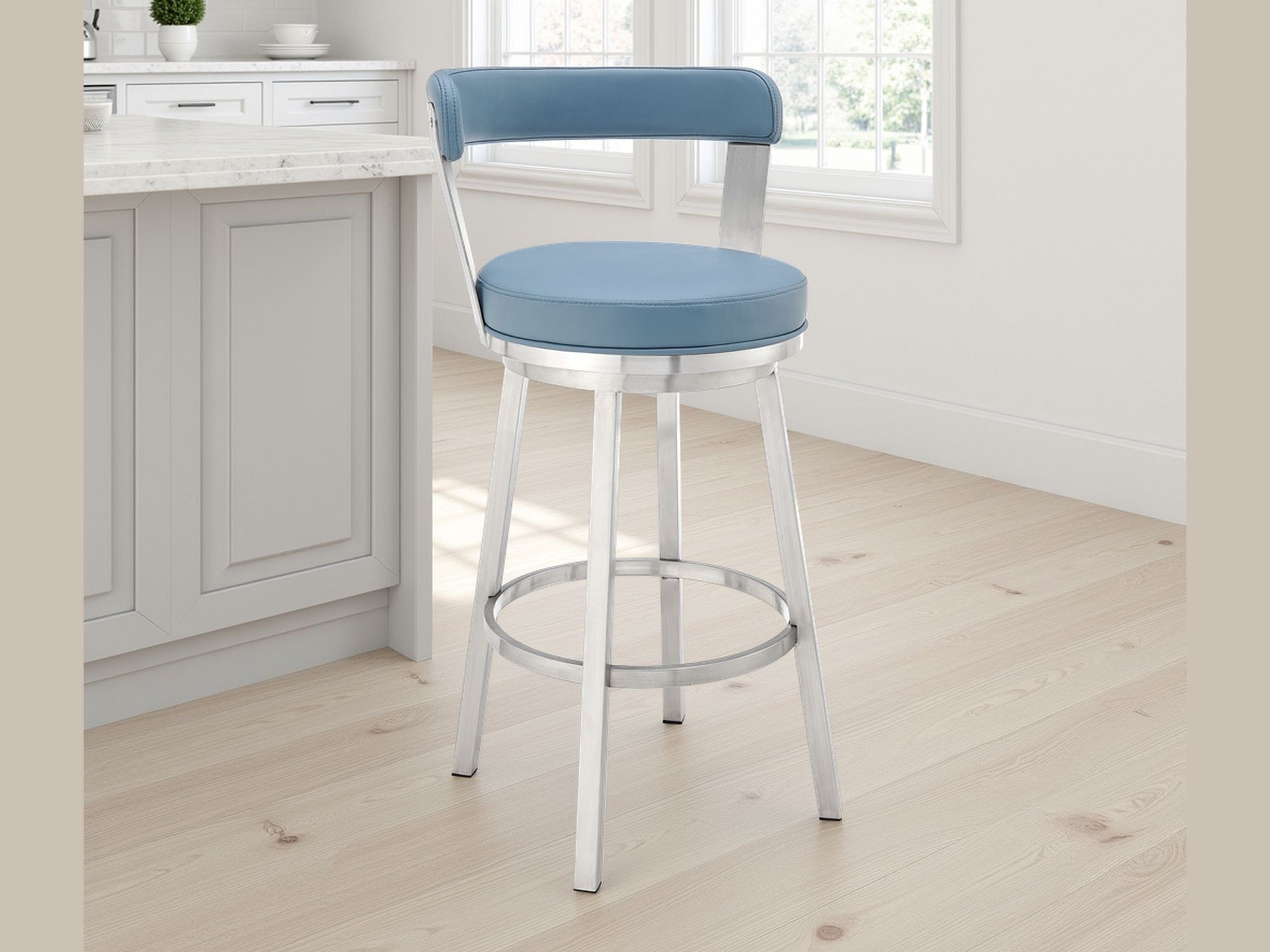 Bryant - Swivel Bar Stool With Silver Frame