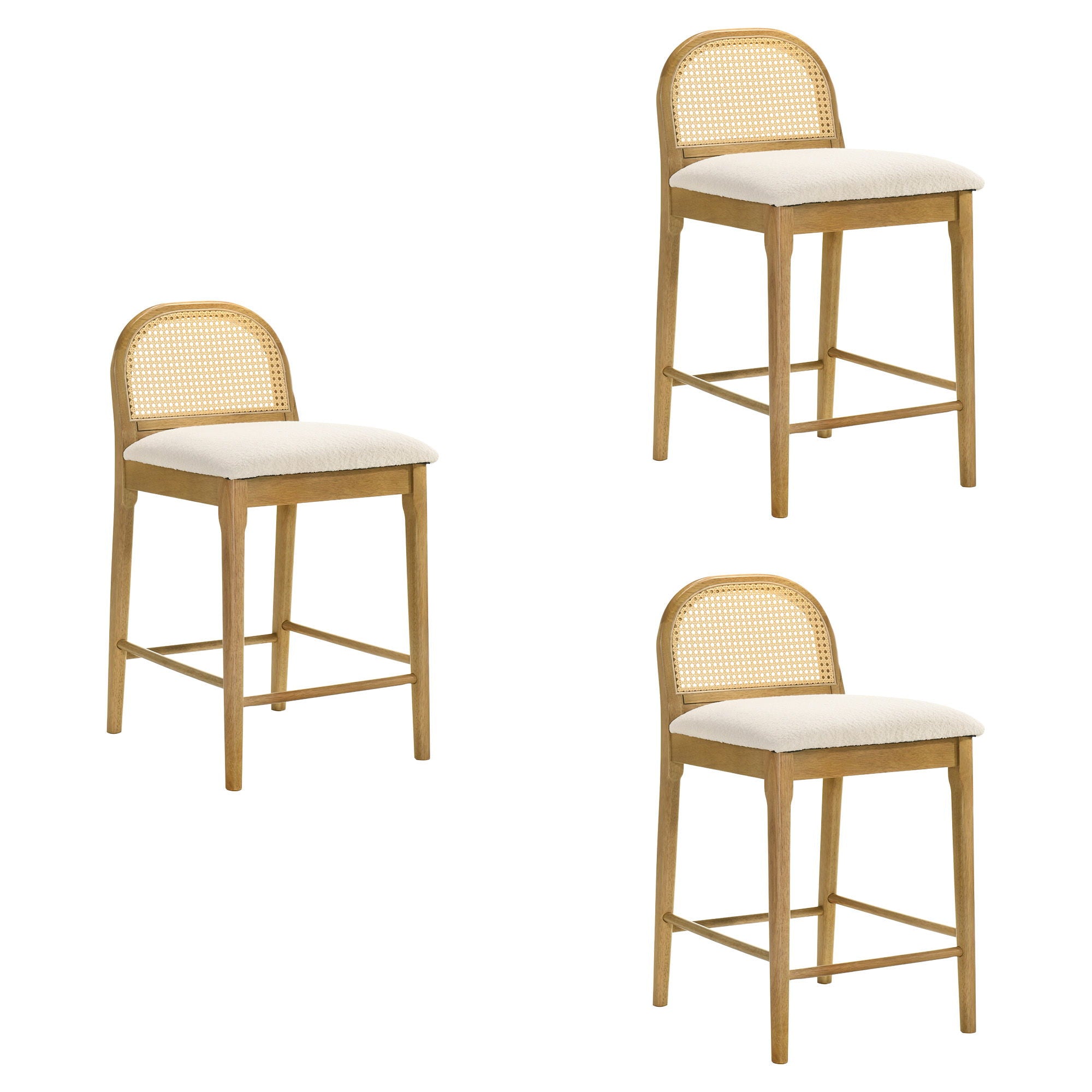 Lucio - Modern Farmhouse Wood Counter Height Kitchen Bar Stool