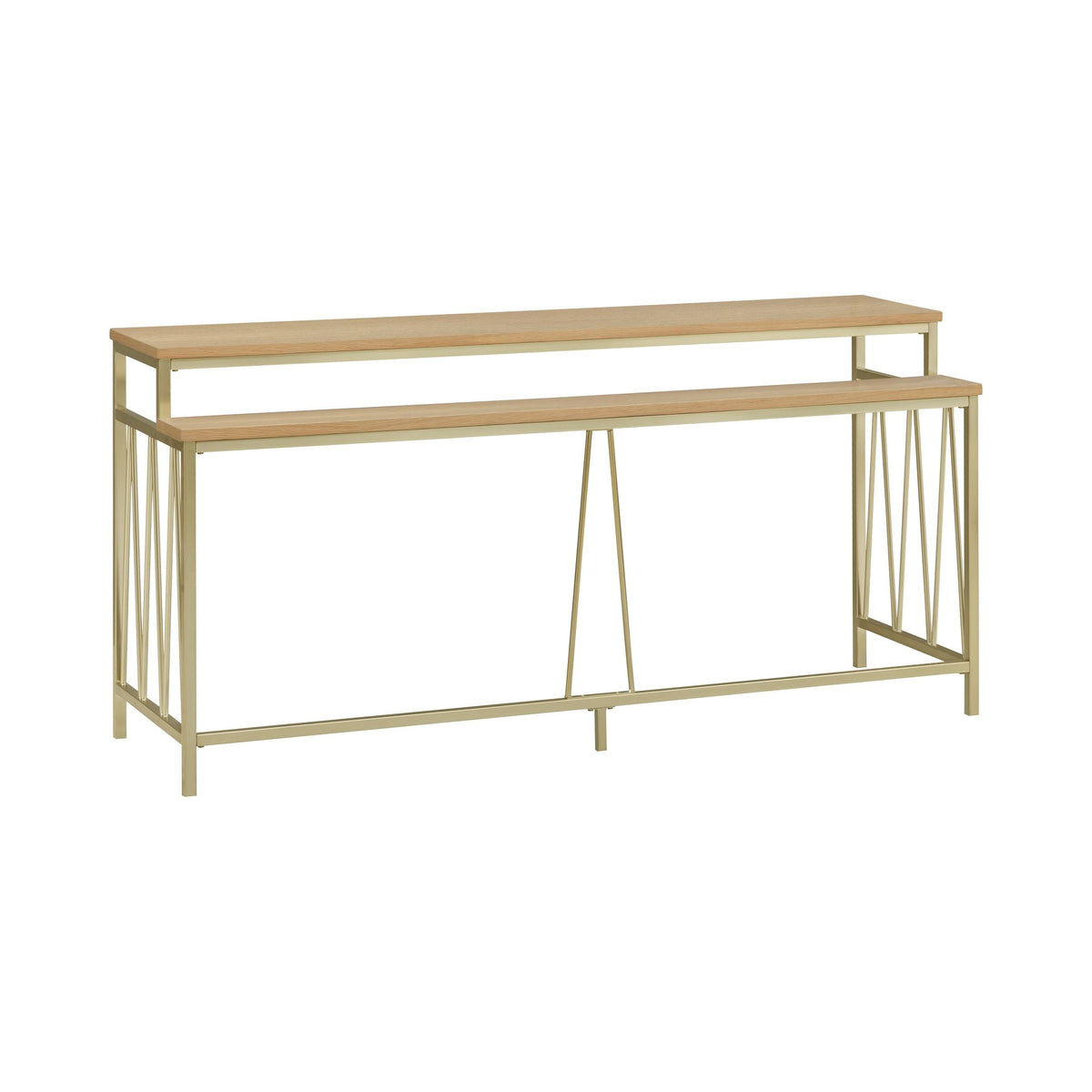Santorini - 72" Rectangle Wood Console Table - Natural / Brando Brass