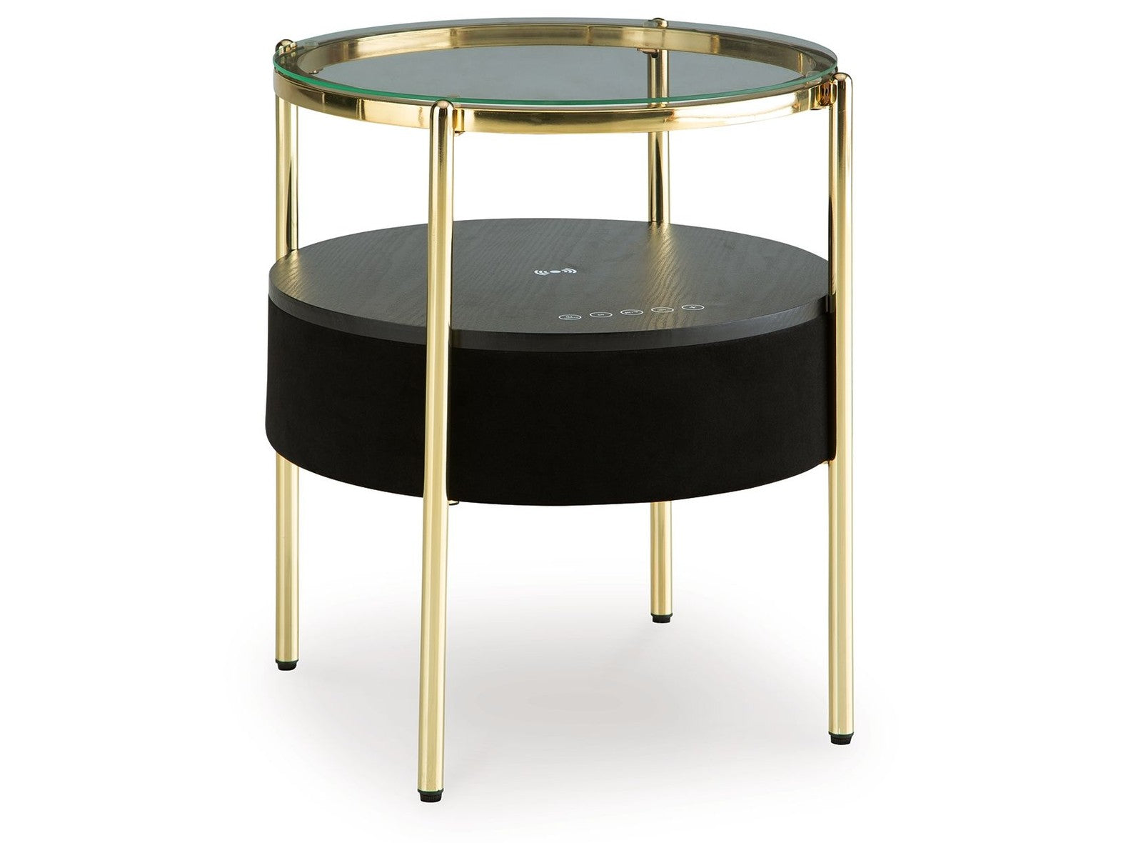 Nedman - Accent Table With Speaker - Black / Gold Finish