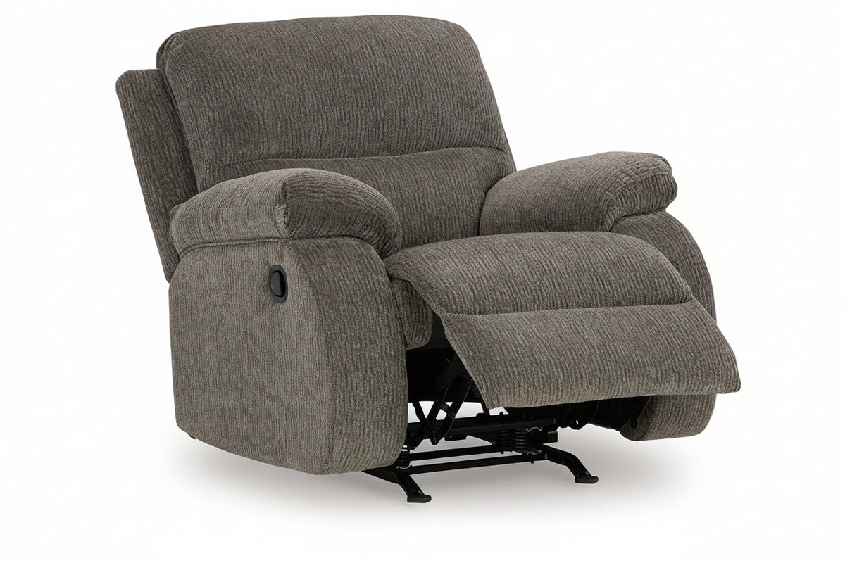 Gray recliner chair on a white background